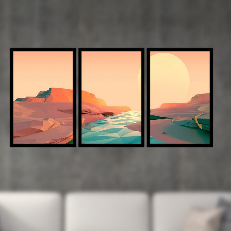 تابلو بکلیت طرح منظره غروب آفتاب مدل B-S4742 مجموعه 3 عددی