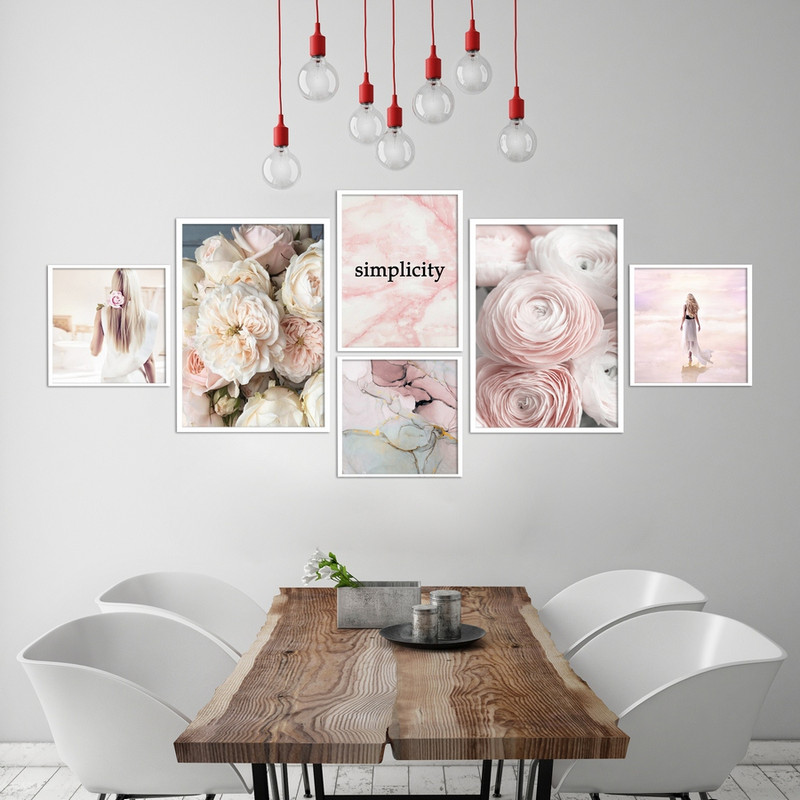 تابلو بکلیت طرح گل و زندگی مدل W-393 مجموعه 6 عددی