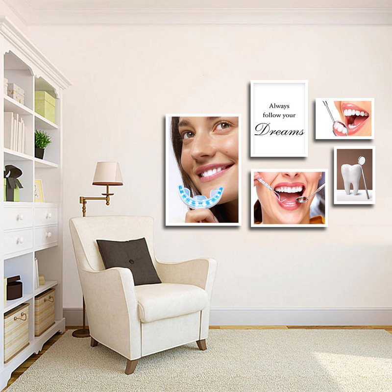 تابلو بکلیت طرح لبخند و دندانپزشکی  مدل W-1572 مجموعه 5 عددی