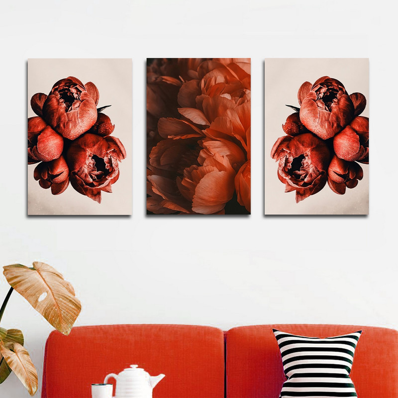 تابلو شاسی بکلیت طرح مدرن طبیعت و گل مدل SH-1725 مجموعه 3 عددی