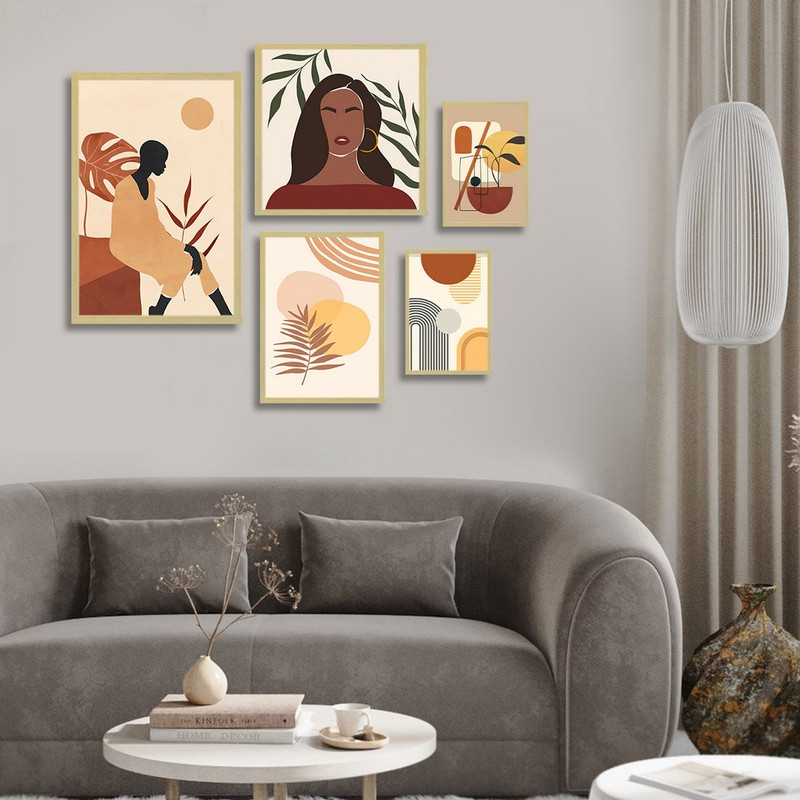 تابلو بکلیت طرح دکوری مدرن سبک مینیمال آرت مدل BE-1496 مجموعه 5 عددی