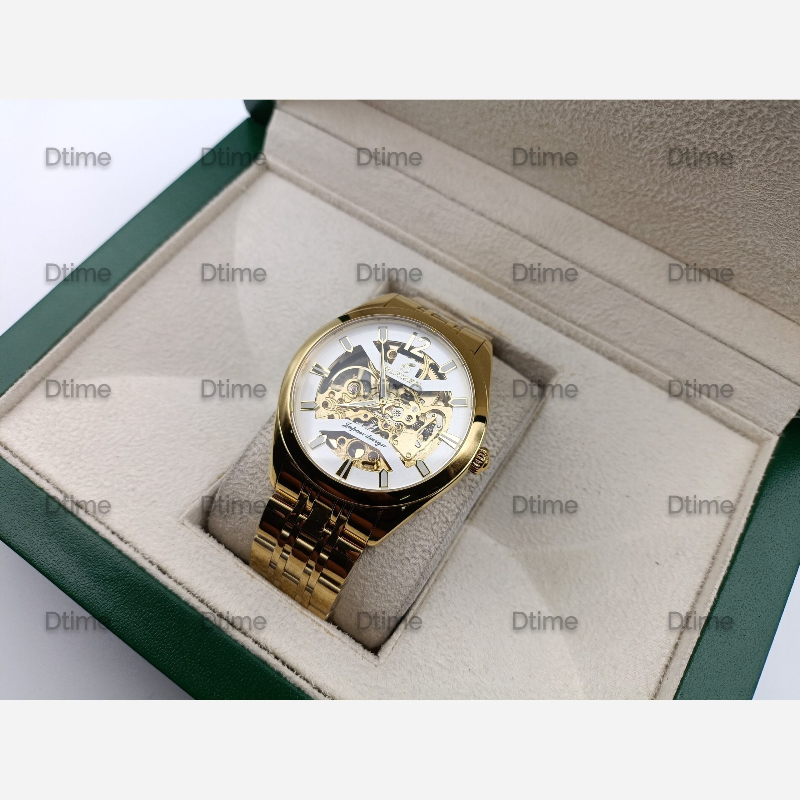 ساعت بلیزر طلایی صفحه سفید اتوماتیک 3229 تک مردانه