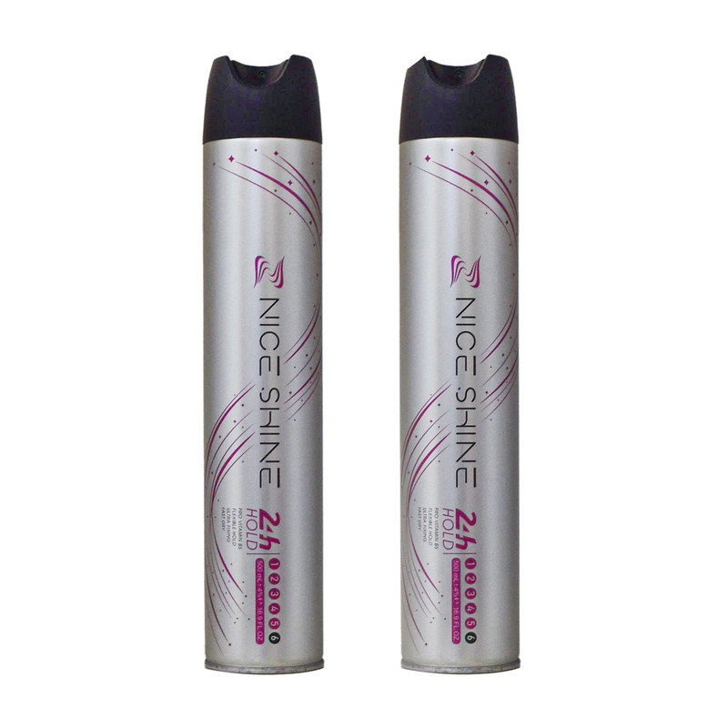 اسپری حالت دهنده مو نایس شاین کد 02 مناسب برای انواع مو حجم 500 میلی لیتر مجموعه دو عددی