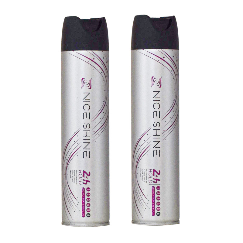 اسپری حالت دهنده مو نایس شاین کد 03 مناسب برای انواع مو حجم 250 میلی لیتر مجموعه دو عددی