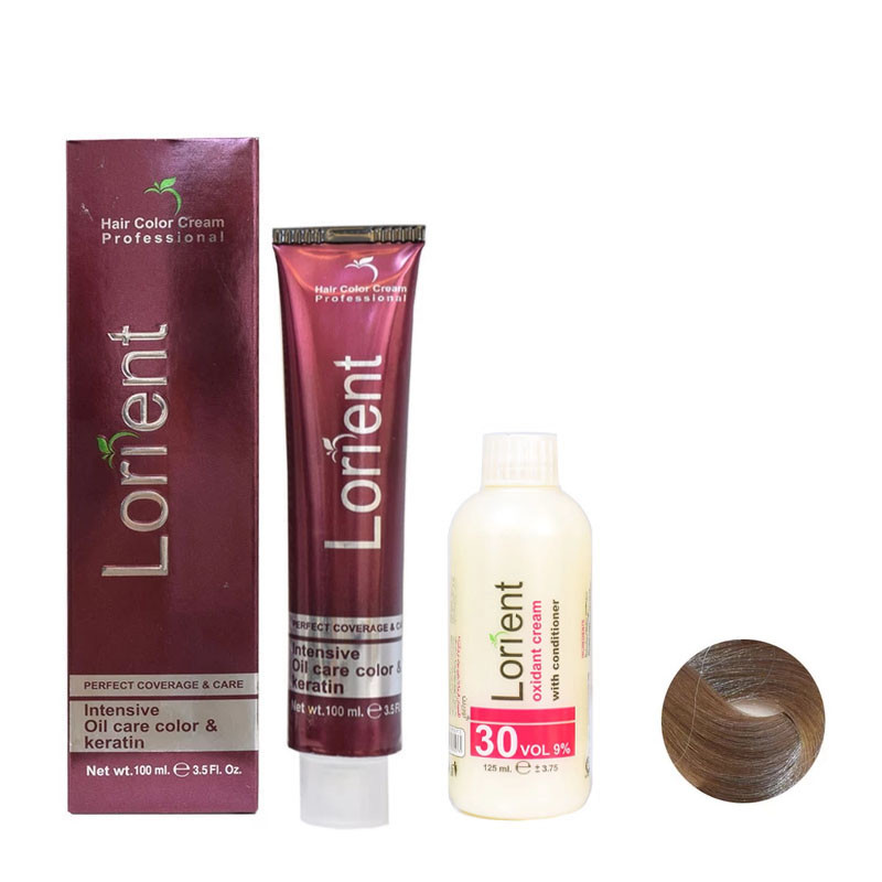 رنگ مو لورینت شماره S6 حجم 100 میلی لیتر رنگ شنی صحرایی به همراه اکسیدان لورینت شماره 2 نه درصدی حجم 125 میلی لیتر