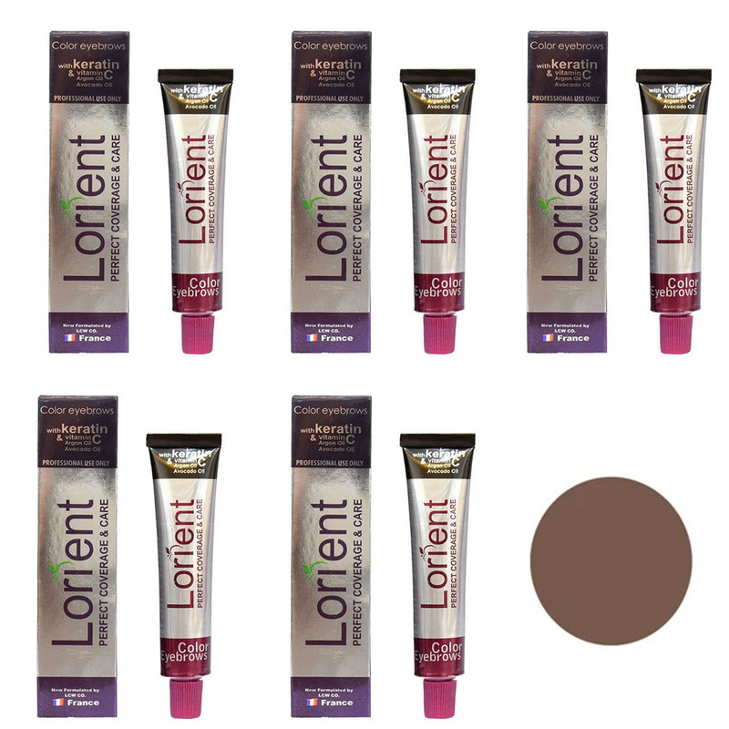 رنگ ابرو لورینت شماره 7 حجم 15 میلی لیتر رنگ قهوه ای فررا بسته 5 عددی