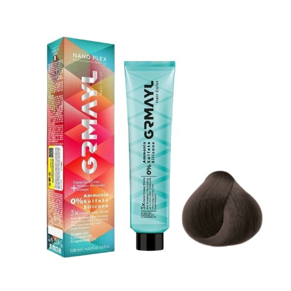 رنگ مو گرمایل شماره 7.1 مدل 2024 حجم 120 میلی لیتر رنگ بلوند دودی خاکستری ساده