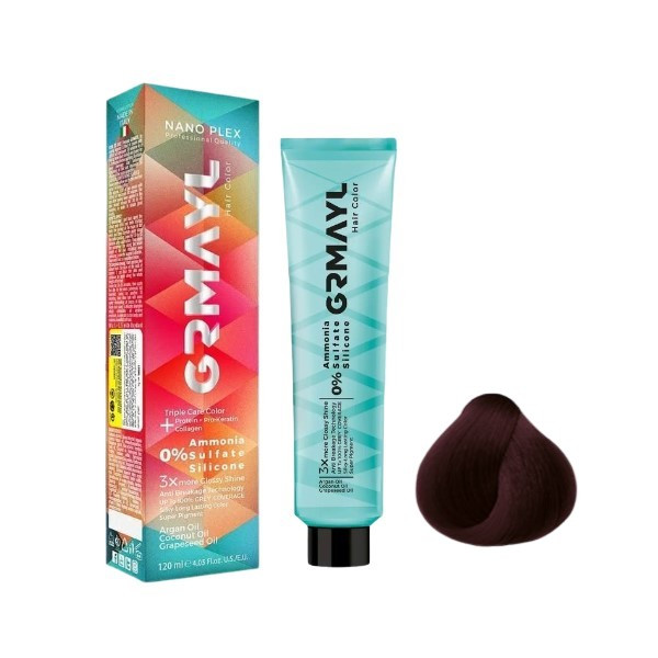 رنگ مو گرمایل شماره 5.20 حجم 120 میلی لیتر رنگ شرابی بادمجانی متوسط