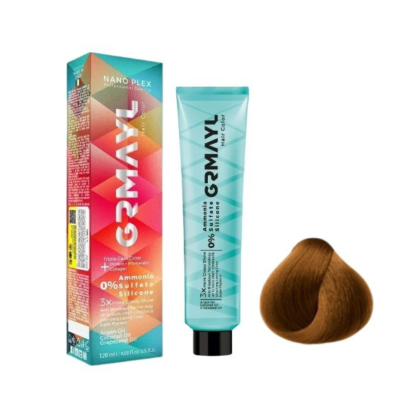 رنگ مو گرمایل شماره 7.5 حجم 120 میلی لیتر رنگ بلوند طلایی عسلی ساده