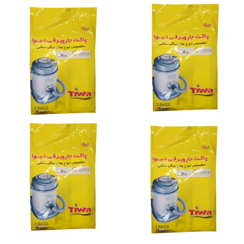 پاکت جاروبرقی مدل پاکت جاروبرقی تیوا مدل 004  چهار بسته 12 عددی مناسب برای جاروبرقی سطلی