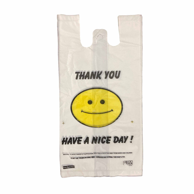 نایلون بسته بندی مدل ضخیم دسته دار طرح لبخند C37 بسته 200 عددی