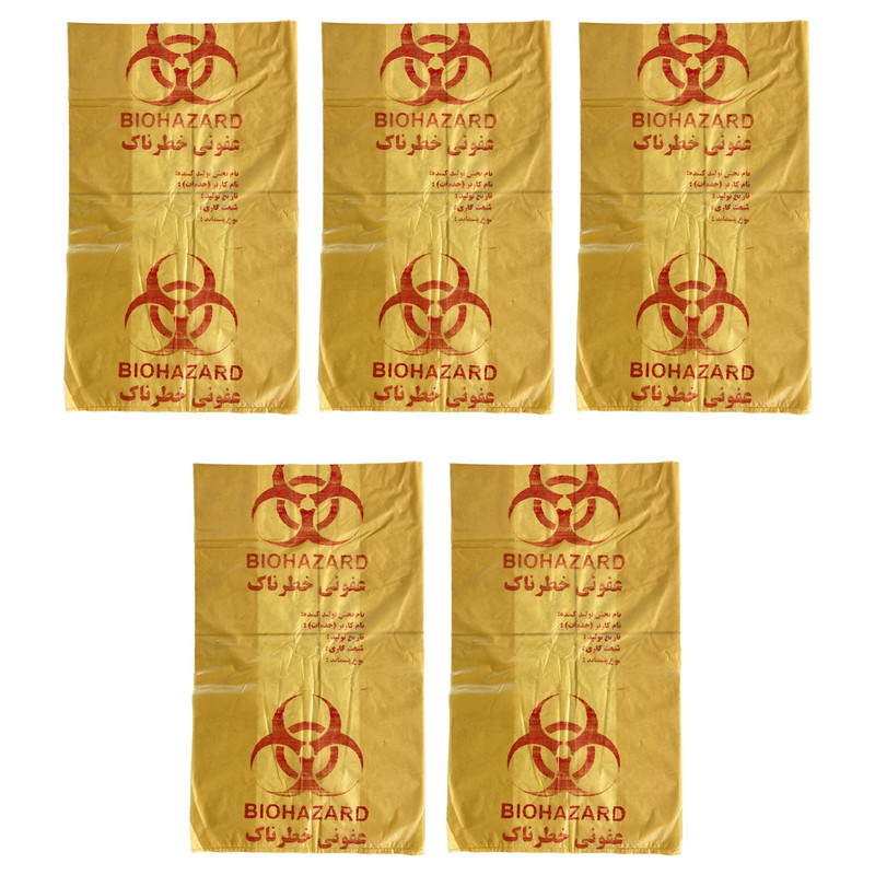 کیسه زباله مدل ضخیم با چاپ خطر عفونت 90.70 بسته 5 عددی
