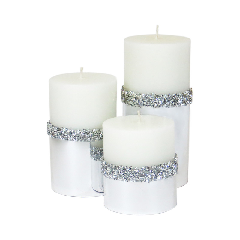 شمع استوانه طرح سنگی 5 مجموعه 3 عددی