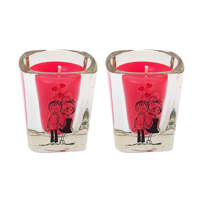 شمع لیوانی هیوا طرح عاشقانه مدل عشق کد 101 بسته دو عددی
