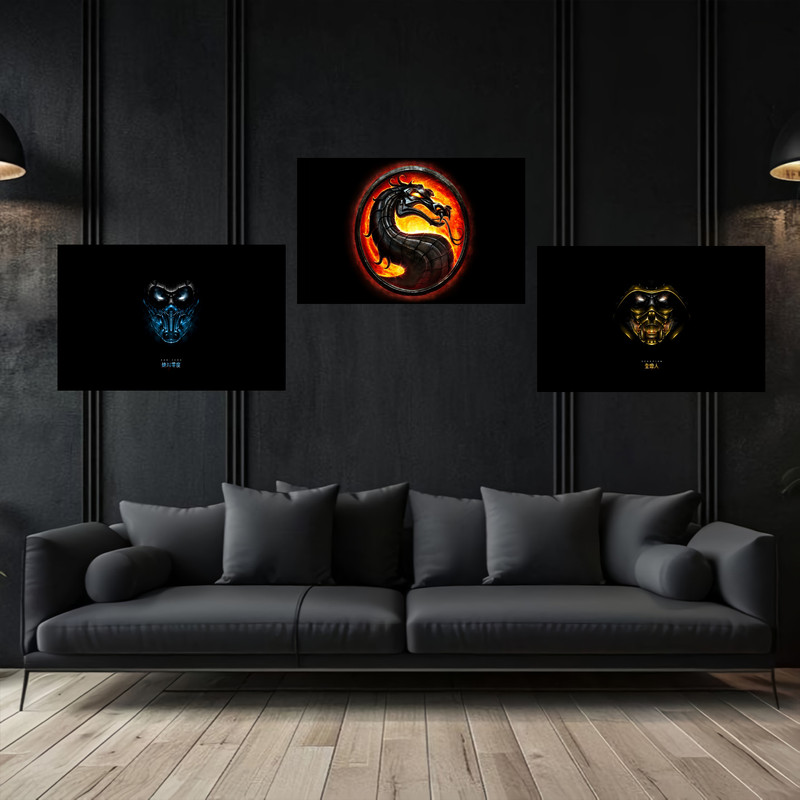 تابلو بکلیت طرح مورتال کمبت اسکورپیون  و  ساب زیرو مدل B-bu3758 مجموعه 3 عددی