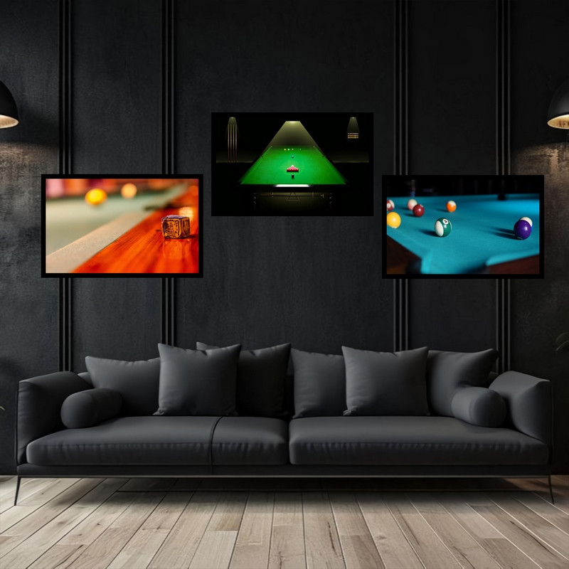 تابلو بکلیت طرح ورزشی میز و توپ بیلیارد مدل  B-bu3752 مجموعه 3 عددی