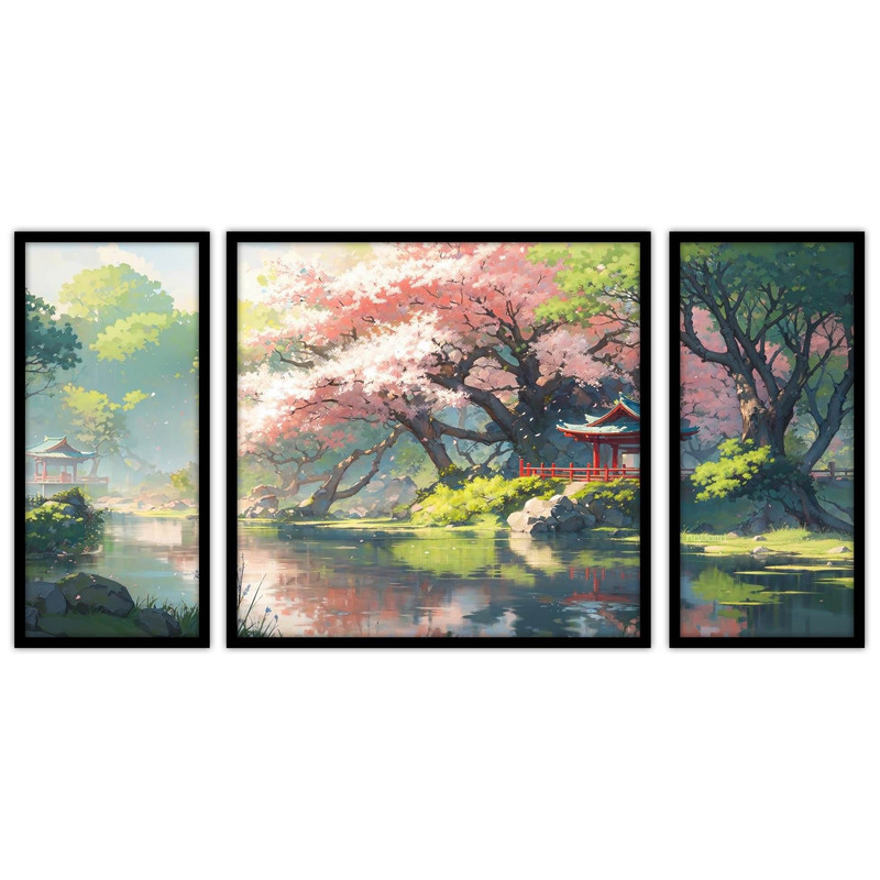 تابلو بکلیت طرح تصویر هنری طبیعت مدل B-bu3201 مجموعه 3 عددی