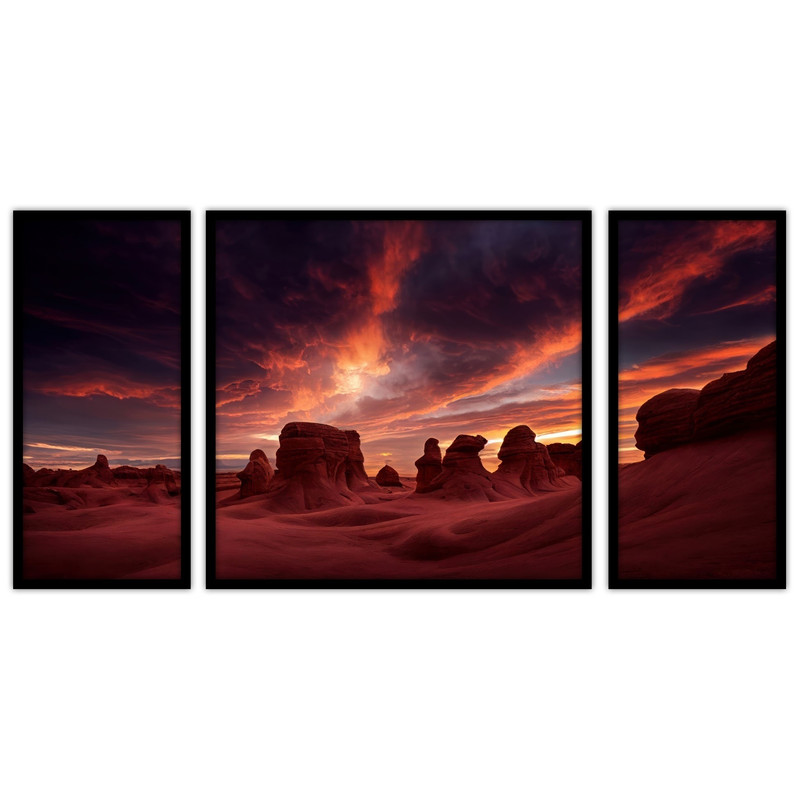تابلو بکلیت طرح کویر و صحرا  مدل B-bu3424 مجموعه 3 عددی