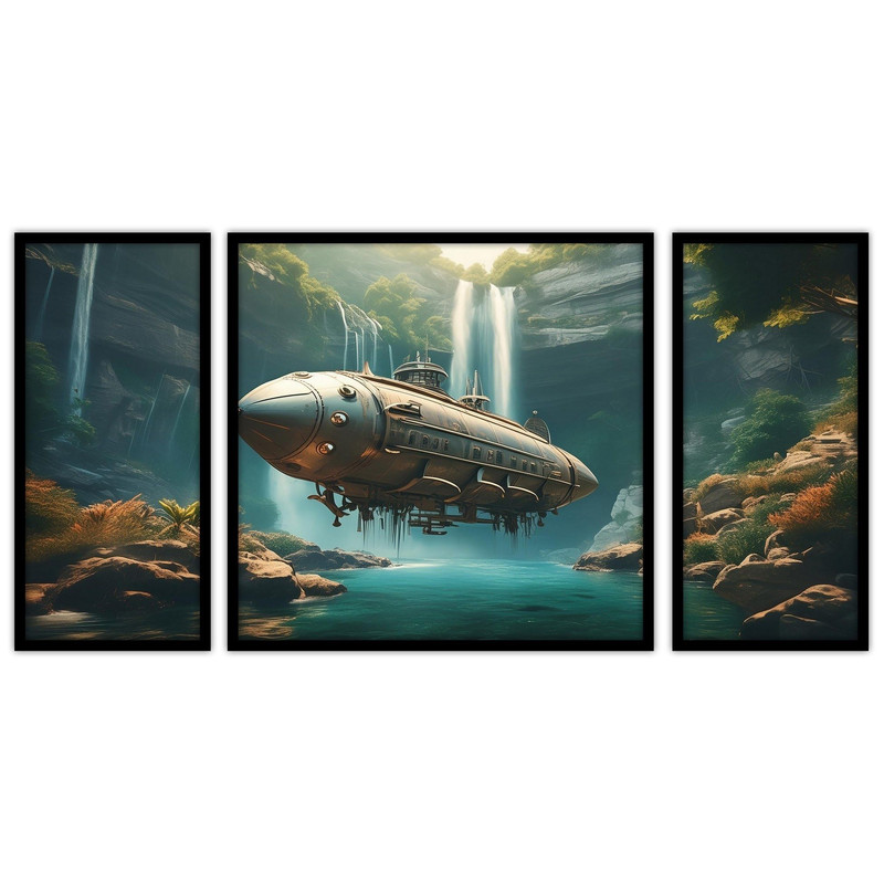 تابلو بکلیت طرح دریا و زیردریایی مدل B-bu3444 مجموعه 3 عددی