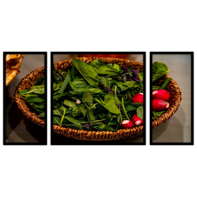 تابلو بکلیت طرح دکوراتیو سبزیجات مدل B-bu3448 مجموعه 3 عددی