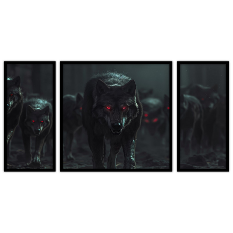 تابلو بکلیت طرح دکوراتیو گرگ مدل B-bu3462 مجموعه 3 عددی