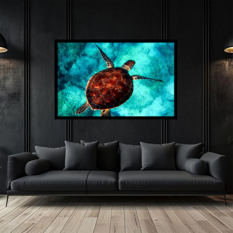 تابلو بکلیت طرح حیوانات لاک پشت و دریا مدل B-bu5039