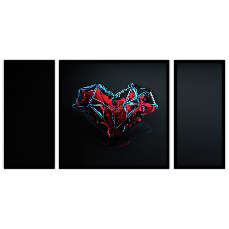 تابلو بکلیت طرح  دکوراتیو و مدرن قلب مدل B-bu3615 مجموعه 3 عددی
