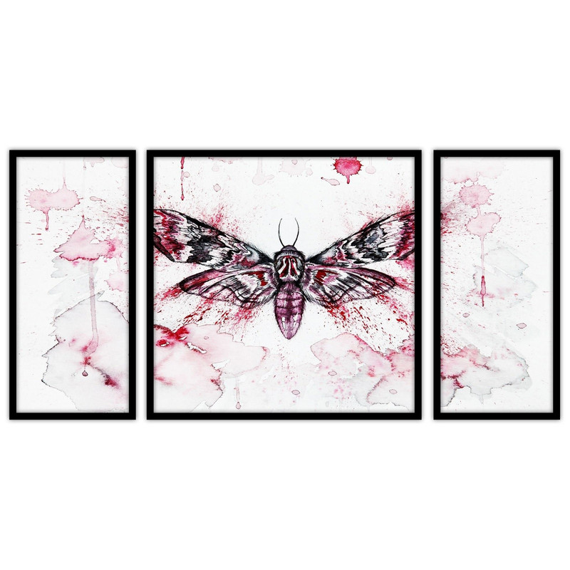تابلو بکلیت طرح نقاشی دکوراتیو و هنری پروانه  مدل B-bu3089 مجموعه 3 عددی