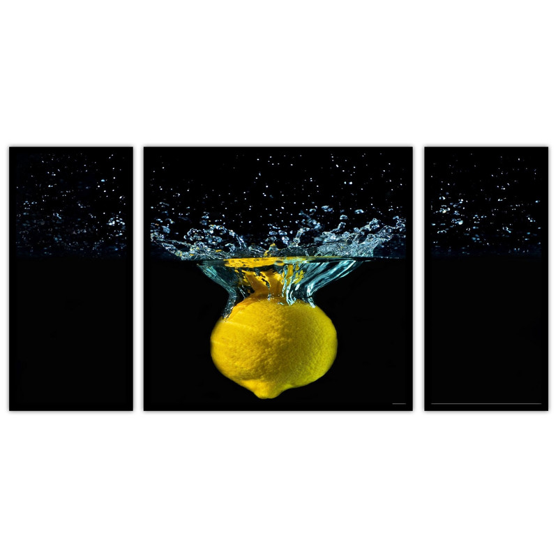 تابلو بکلیت طرح دکوراتیو میوه و مرکبات لیمو  مدل B-bu3092 مجموعه 3 عددی