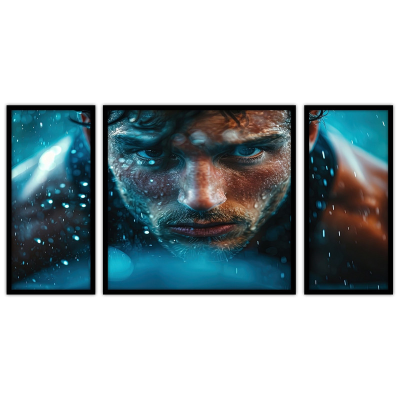 تابلو بکلیت طرح چهره مرد مدل B-bu3109 مجموعه 3 عددی