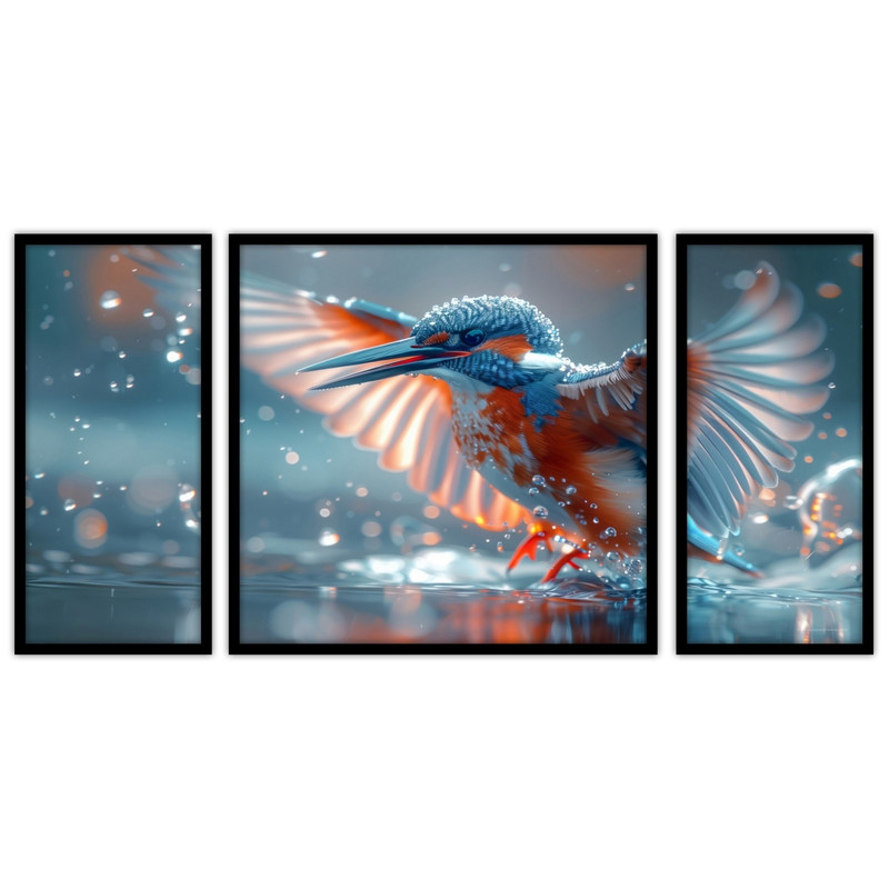 تابلو بکلیت طرح هنری پرنده و حیوانات  مدل B-bu3265 مجموعه 3 عددی