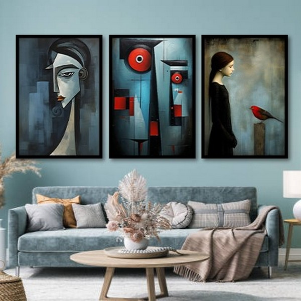 تابلو بکلیت طرح هنری و فانتزی کلاسیک مدل B-bu3818 مجموعه 3 عددی