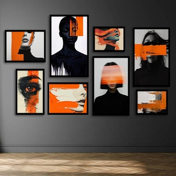 تابلو بکلیت طرح دکوری و مدرن چهره دخترانه ژستیک مدل B-bu3834 مجموعه 8 عددی