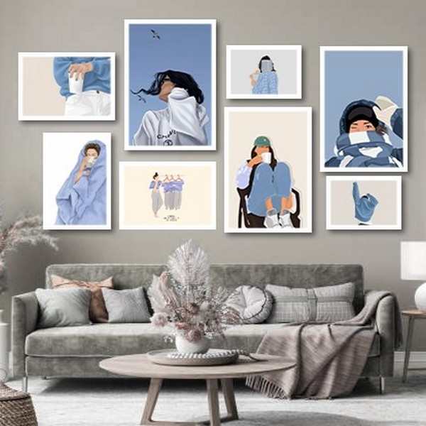 تابلو بکلیت طرح دکوری و مدرن دخترانه مدل W-bu3835 مجموعه 8 عددی