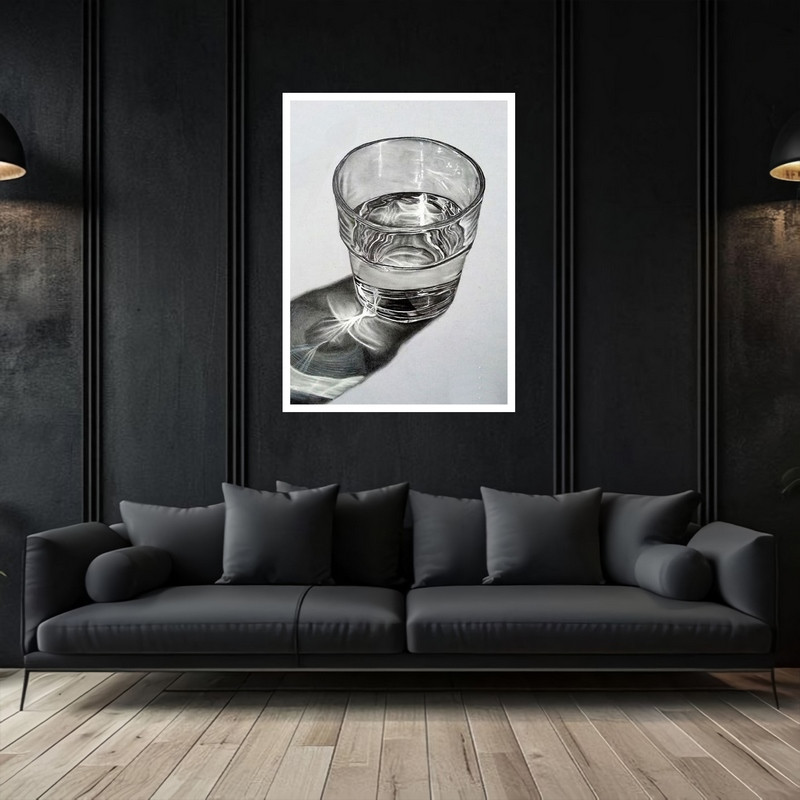 تابلو بکلیت طرح تصویر هنری و مدرن لیوان آب مدل W-bu5377