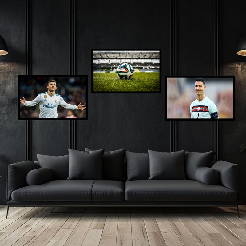 تابلو بکلیت طرح ورزشی فوتبال کیریستیانو رونالدو مدل  B-bu3757 مجموعه 3 عددی