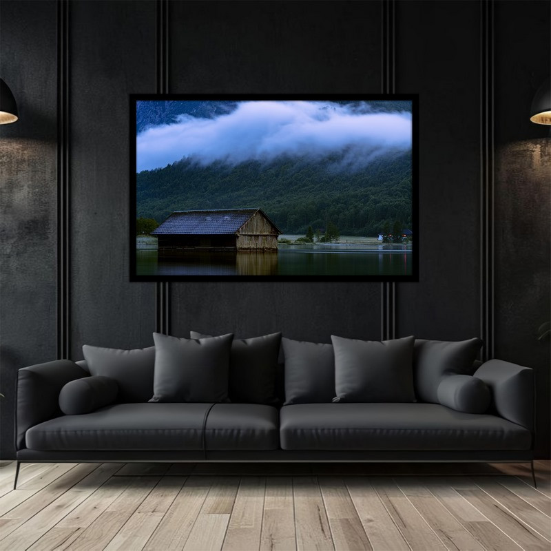 تابلو بکلیت طرح طبیعت و کلبه جنگل مدل B-bu5178