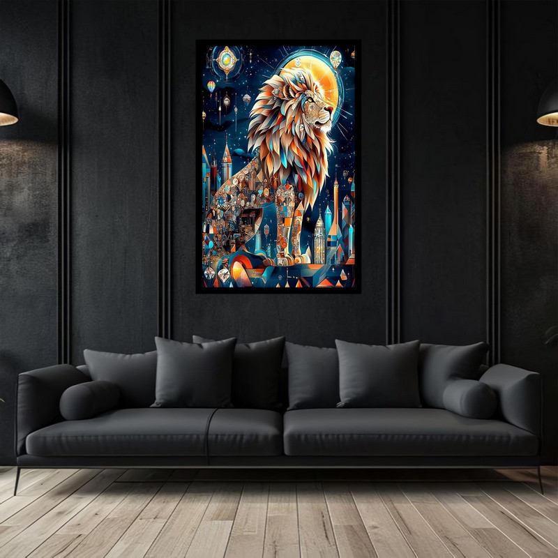 تابلو بکلیت طرح هنر دیجیتال دکوراتیو شیر مدل B-bu2926