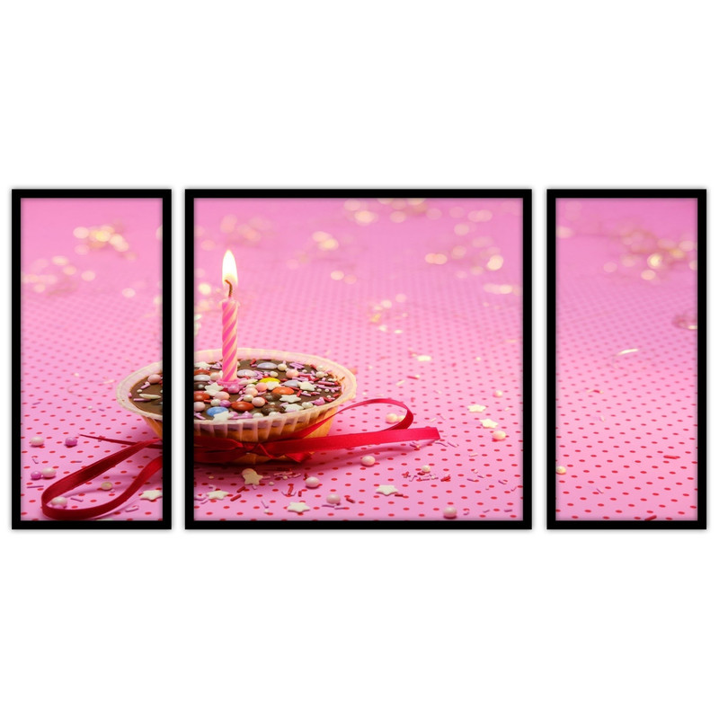 تابلو بکلیت طرح کیک و شیرینی و کیک تولد مدل B-bu3329 مجموعه 3 عددی