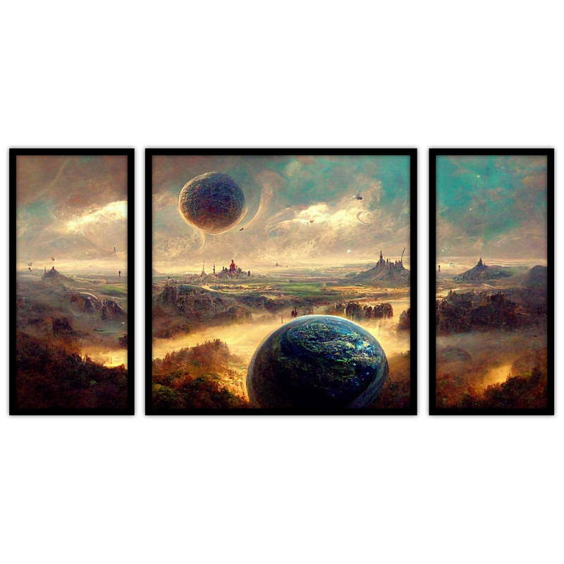 تابلو بکلیت طرح نقاشی دیجیتال مدل B-bu3361 مجموعه 3 عددی