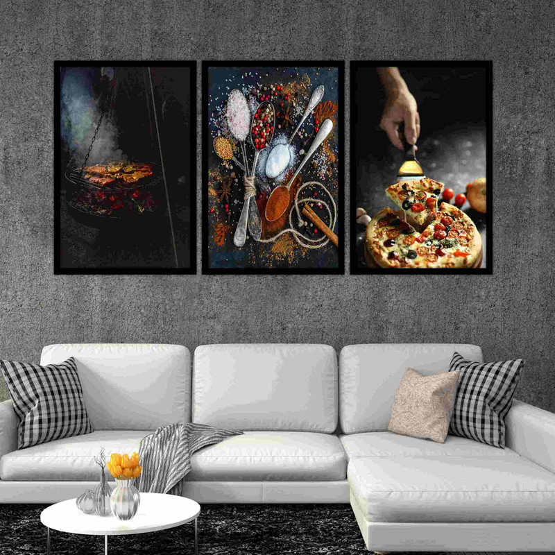 تابلو بکلیت طرح رستورانی غذا و فست فود مدل B-bu3004 مجموعه 3 عددی 