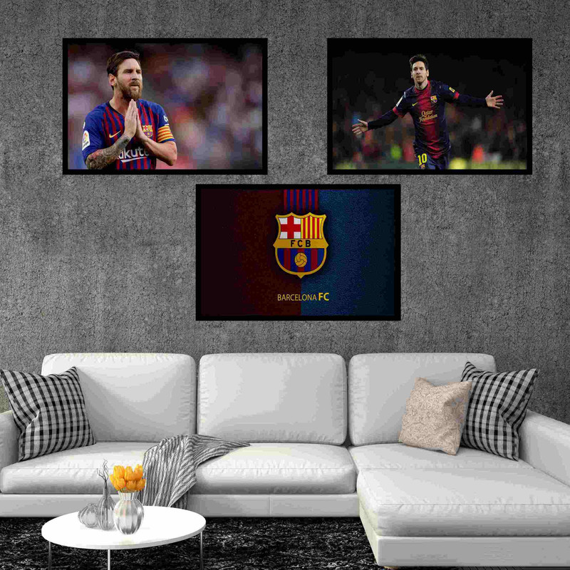 تابلو بکلیت طرح ورزشی فوتبالی مسی و باشگاه بارسلونا مدل  B-bu3006 مجموعه 3 عددی 