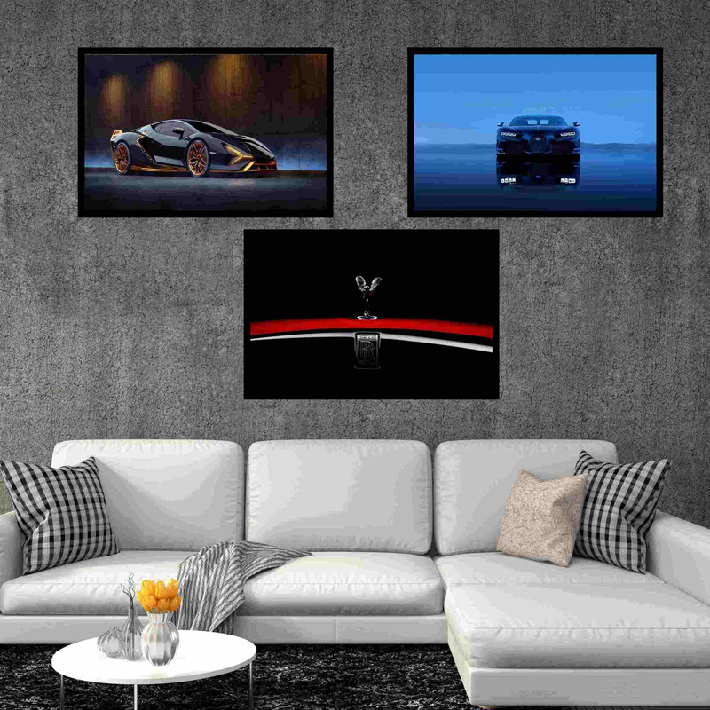 تابلو بکلیت طرح  ماشین های لوکس و مدرن مدل B-bu3020 مجموعه 3 عددی