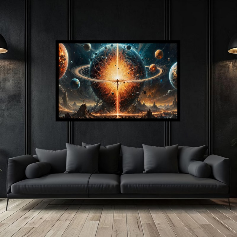 تابلو بکلیت طرح مدرن هنری و فانتزی فضا و کهشان و سیاره ها مدل B-bu5312