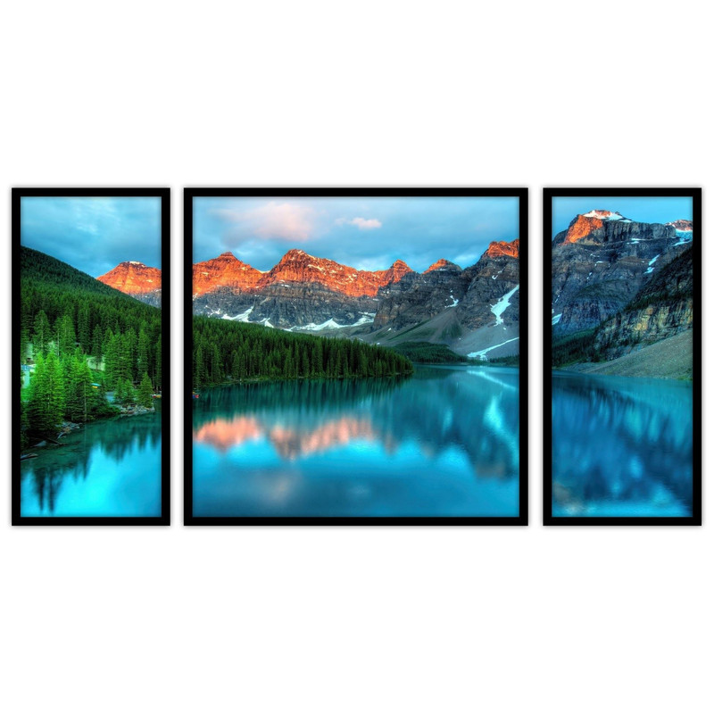 تابلو بکلیت طرح منظره طبیعت  کوه و دریا مدل B-bu3326 مجموعه 3 عددی