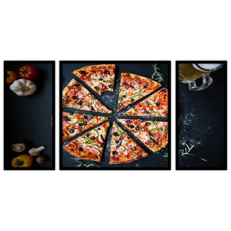 تابلو بکلیت طرح غذا پیتزا  و  فست فود مدل B-bu3359 مجموعه 3 عددی