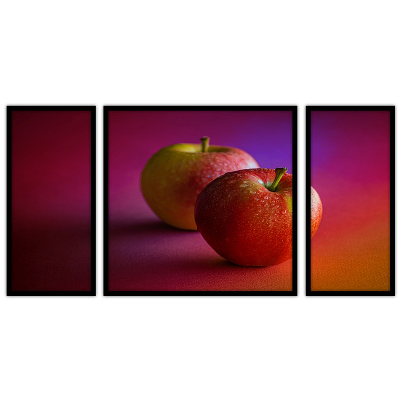 تابلو بکلیت طرح دکوراتیو میوه سیب مدل B-bu3386 مجموعه 3 عددی