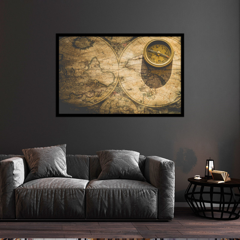 تابلو بکلیت طرح کلاسیک نقشه و قطب نما مدل B-bu1021