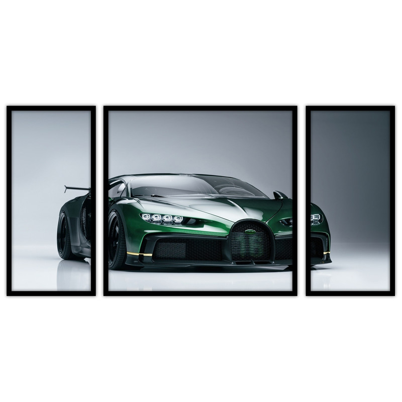 تابلو بکلیت طرح  ماشین لوکس و مدرن بوگاتی مدل B-bu3588 مجموعه 3 عددی