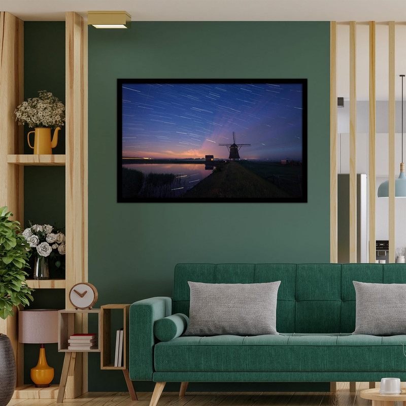 تابلو  نوری بکلیت طرح عکس هنری آسیاب بادی و منظره طبیعت و آسمان مدل B-bu2649